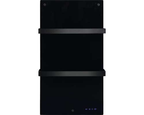 Svart handdukstork med två handdukshängare