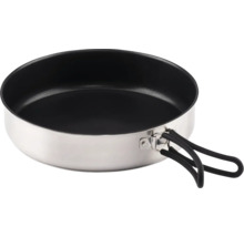 Stekpanna i rostfritt stål med fällbart handtag