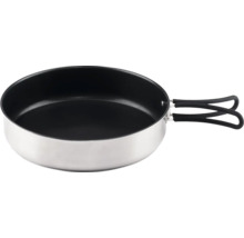 Stekpanna i rostfritt stål med fällbart handtag