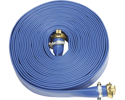 Hoprullad, platt bevattningsslang med anslutningar