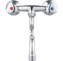 Väggmonterad armatur med separata handtag för kallt och varmt vatten