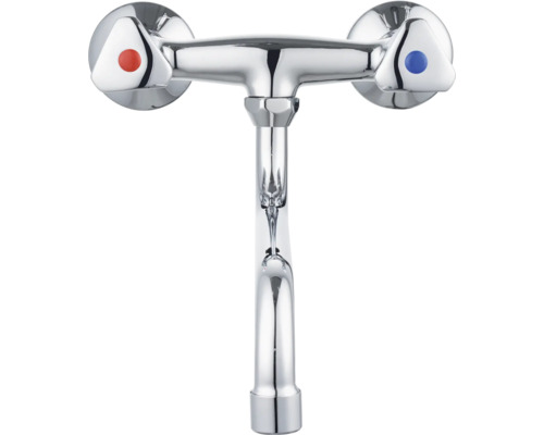 Väggmonterad armatur med separata handtag för kallt och varmt vatten