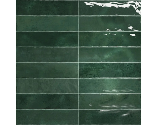 Kakel MIRAVA Ravera green grön blank 7,5x30 cm Rektangulära, glänsande gröna plattor för vägg och golv