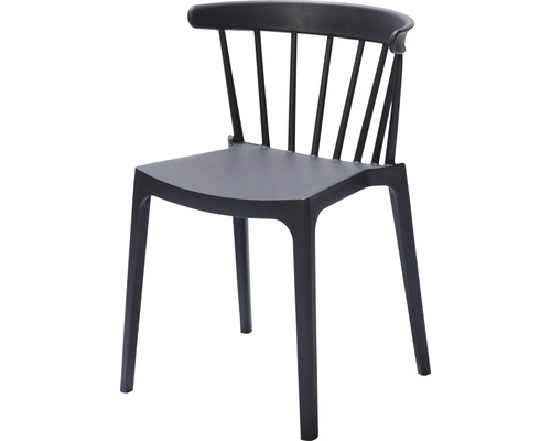 Svart stol med spröjsad rygg