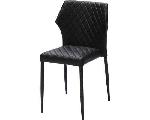 Stapelstol VEBA Louis 57,5x49x81,5cm stål svart Svart stol med rutmönster och metallben
