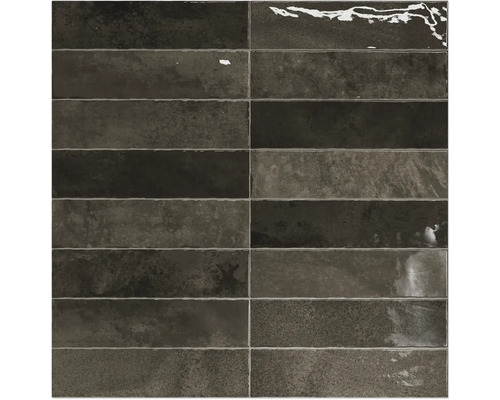 Kakel MIRAVA Ravera black svart blank 7,5x30 cm Rektangulära, mörka plattor i liggande format