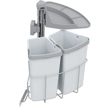 Avfallssorteringssystem med två behållare och förvaringsbricka