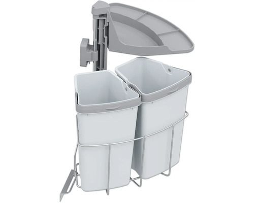 Avfallssorteringssystem med två behållare och förvaringsbricka