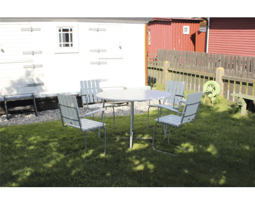 Trädgårdsmöbelset EDEN WOOD Amanda Ø100cm bord & 4 fåtöljer vitt