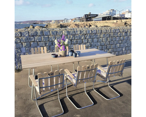 Trädgårdsmöbelset EDEN WOOD Amanda 90x220cm 6 fåtöljer teak
