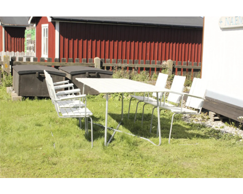 Trädgårdsmöbelset EDEN WOOD Amanda 90x220cm 6 fåtöljer furu vitt