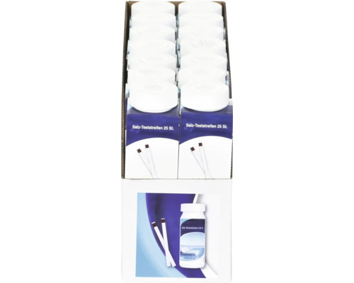 Förpackning med 25 salt testremsor i kartongförpackning