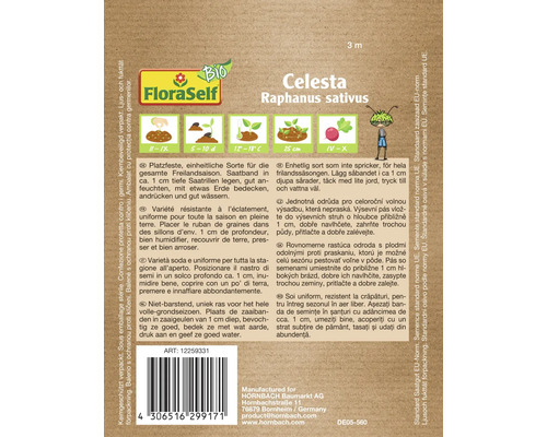 Celesta rädisfröband från FloraSelf, Raphanus sativus
