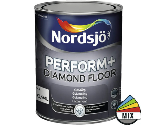 Golvfärg NORDSJÖ Perform+ Diamond Floor halvblank vit 1L