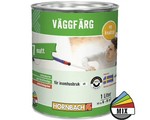 Väggfärg HORNBACH 7 matt vit 1L