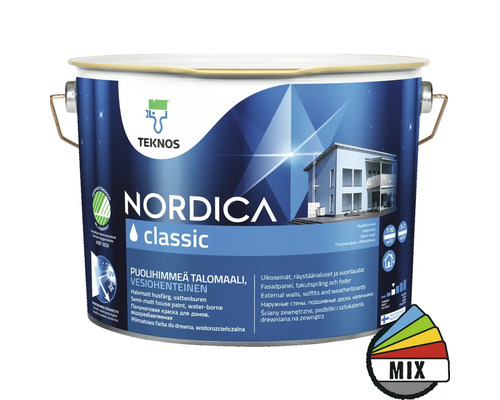 Fasadfärg TEKNOS Nordica Classic akrylatfärg vit 9L