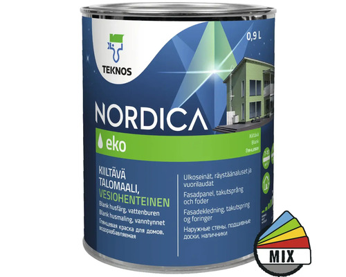 Fasadfärg TEKNOS Nordica Eko akrylatfärg vit 0,9L