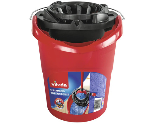 Röd Vileda Supermocio Torsion Power hink med urvridare