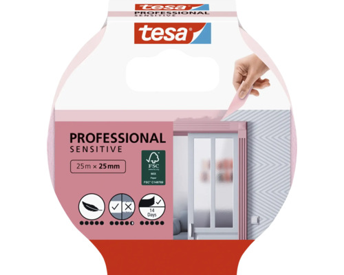 Tesa Professional Sensitive maskeringstejp, 25 meter gånger 25 millimeter
