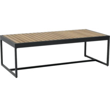 Trädgårdsbord med träskiva och svart metallram