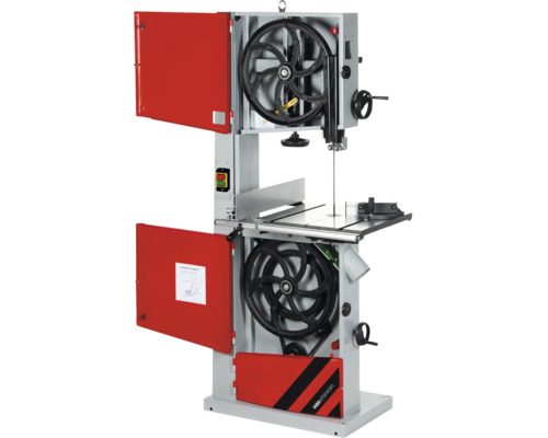 Bandsåg med öppna skydd för träbearbetning