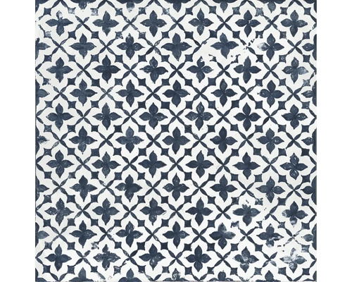 Klinker Block Flower azul blå matt 20x20x0,9cm Kakel med blommönster