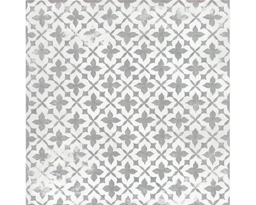 Klinker Block Flower acero grå matt 20x20x0,9cm Dekorativ platta med blommönster för golv och vägg