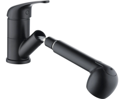 Svart köksblandare med utdragbar handdusch