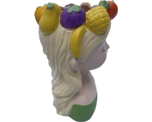 Blomkruka kvinnohuvud med frukt