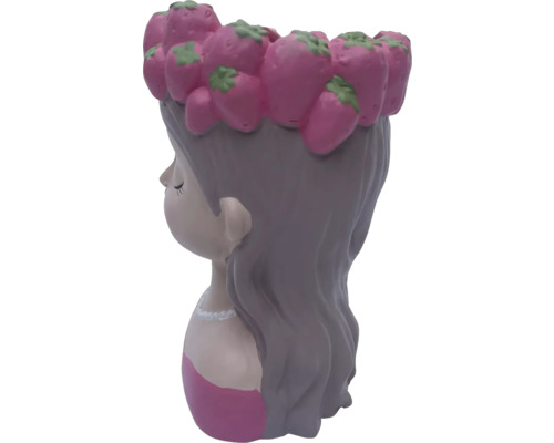 Blomkruka i form av en flicka med jordgubbskrans