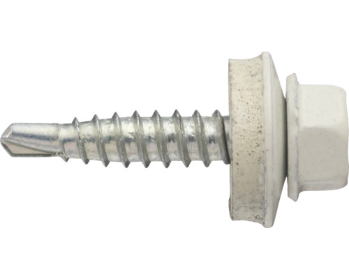 Överlappskruv VSB 4,8x23mm utvändig vit 100-pack Borrskruv med tätningsbricka