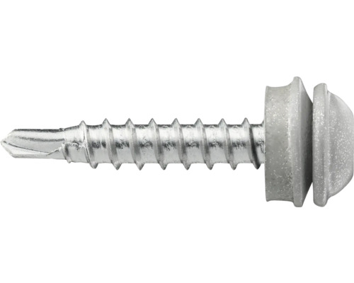 Vindskiveskruv VSB 4,2x25mm utvändig silver 200-pack Plåtskruv med tätningsbricka
