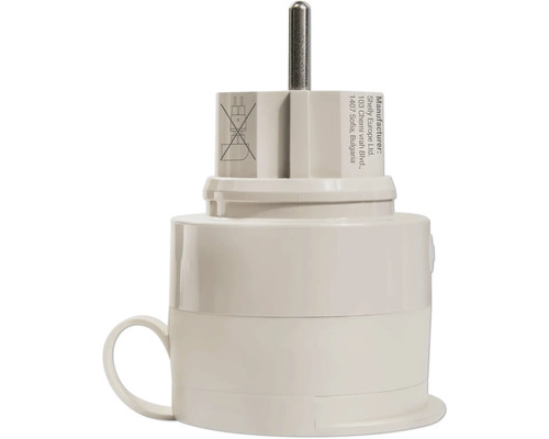 Vit adapter för vägguttag med skyddskontakt