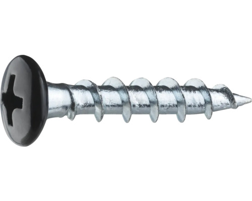 Montageskruv GRABBER 4,8x25mm svart/förzinkad C1 43325SVARTC 100-pack En spånskiveskruv med Phillips-huvud