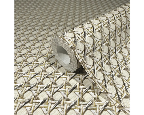 Tapetrulle med rottingmönster