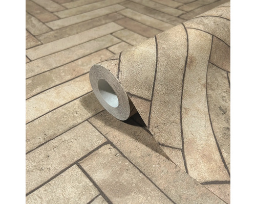 Tapetrulle med stenmönster i fiskbensmönster