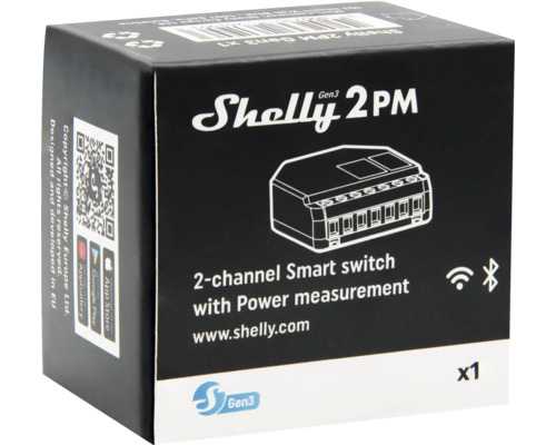Shelly 2PM Gen3 smart switch förpackning