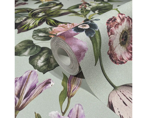 Tapetrulle med blommönster
