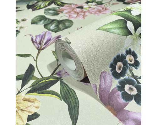 Tapetrulle med blommönster