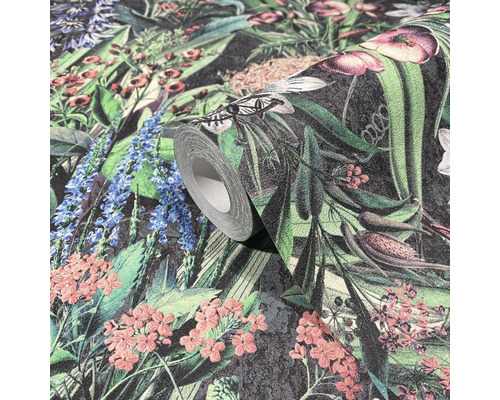 Rulle av blommig tapet med fågelmotiv