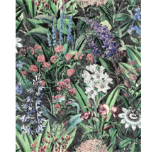 Detaljerat blommönster med olika blommor och blad