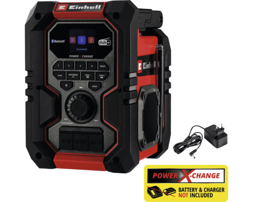 Einhell byggarbetsplatsradio med Bluetooth och digital radiomottagning, strömkabel ingår, batteri och laddare ingår inte