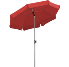 Rött parasoll med mittstativ för utomhusbruk