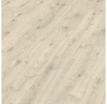 Närbild av ljust laminatgolv med träådring