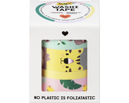 Washi tejp set med djurmotiv, tejp av rispapper, 4 x 5 meter
