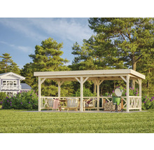 Paviljong PALMAKO Lenna 16,6m² set 307 inkl. räcke 588x300cm obehandlad