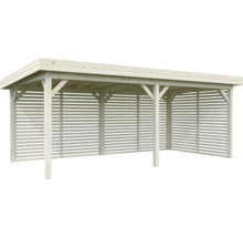 Träcarport med lamellväggar för utomhusbruk