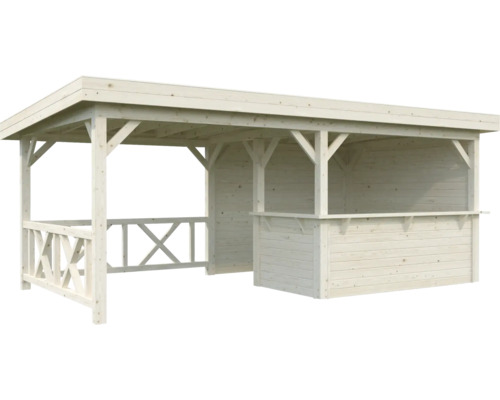 Träpaviljong med bar