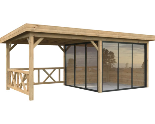 Paviljong PALMAKO Lenna Slide+ 16,6m² set 703 doppimpregnerad brun