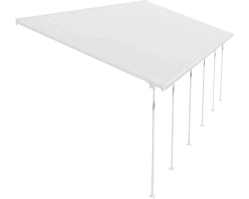 Vitt altantak med stödpelare